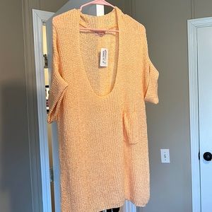 Peach scoop neck top